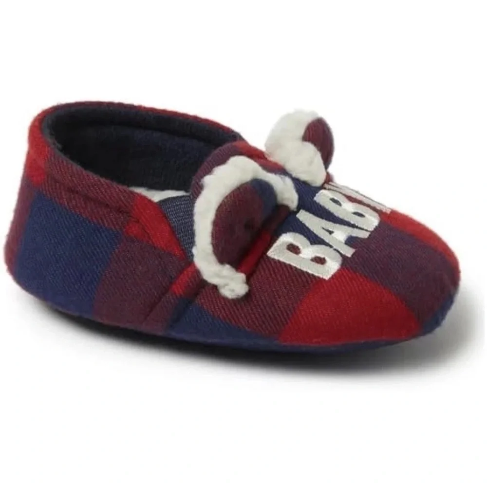 Dearfoams Cozy Baby Bear Plaid Slippers Sz 3-4 NWT FREE SHIPPING
